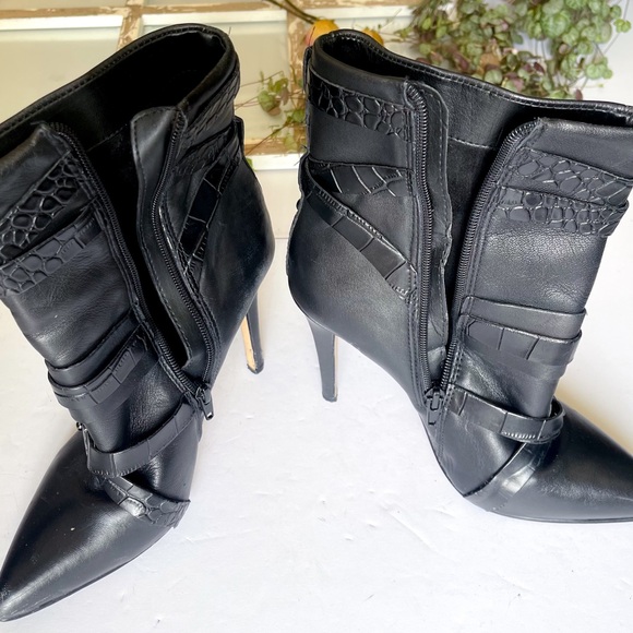 Guess Black Leather Heeled Booties - Picture 5 of 7